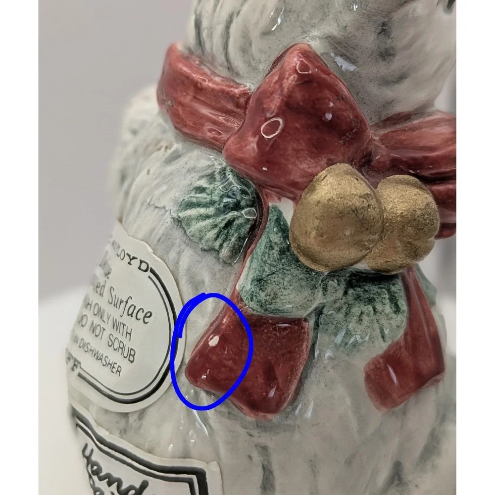 Vintage Fitz‎ & Floyd Dog & Cat Salt Pepper Shakers on Sleigh 1995
